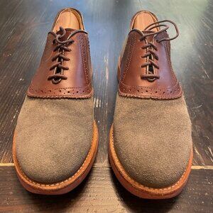 Walk Over Men's Grey Suede/Chocolate Saddle Shoes Size 10 M